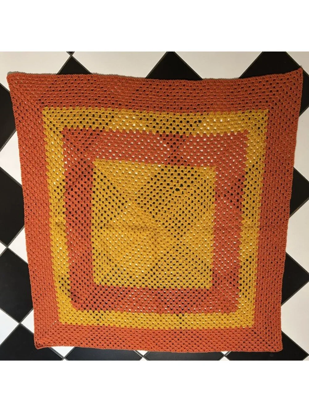 Afghan Crochet Granny Square Blanket Throw Coral Peach Spring Cottagecore Boho